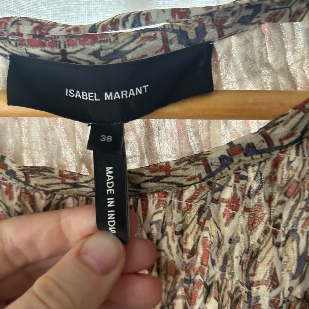 Isabel Marant Patterned Long Sleeve Silk Dress - Picture 3 of 6